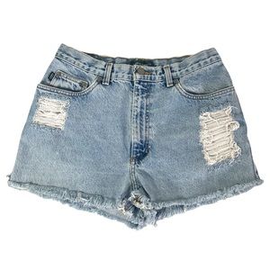 Vintage Lauren Jeans Co Ralph Lauren High Waisted Distressed Cutoff Denim Shorts